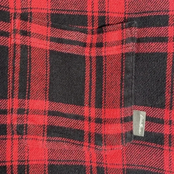Eddie Bauer Shirt Men's Flannel Button Down Large Red Plaid - Picture 3 of 6